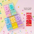 Colorful number 8 birthday candles in 6 gradient colors with transparent packaging - PVC Box Candy Number Candle-8