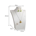 White leather jewelry bust display stand for necklaces and earrings with dimensions - Small / White