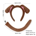 Brown plush dog ears headband and tail costume set with precise size measurements - Coffee / 2-Piece Set