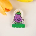 Funny purple eggplant zen badge featuring a meditative pose on a lotus base - Meditating Eggplant (A1119)