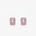 Orecchini a perno rettangolari in argento S925 con smalto rosa e zircone lucido - Argento 925 / Argento Sterling S925 (Bordo Rosa)