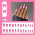 Faux ongles amande dégradé rose et blanc, kit de 24 pièces pour manucure quotidienne - Type à Colle / Dégradé Douce (W1338)