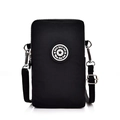 Mini black oxford fabric crossbody phone bag with adjustable strap and star logo - Black