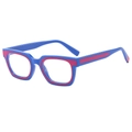 Gafas retro de montura cuadrada con diseño de bloques de color azul y rosa con patillas - Azul Rojo Rosa