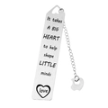 Silver stainless steel bookmark with heart cutout and apple charm for teachers gift - A33-Apple Charm Shaping Minds 2