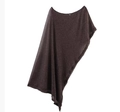 Completo con poncho asimmetrico in maglia metallizzata marrone caffè e pantaloni larghi - XS / Tops