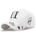 Cappellino bianco con stampa corona stile graffiti e dettaglio ricamo ape - Regolabile / Bianco