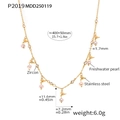 Especificaciones de tamaño del collar de pájaro con perlas y piedras de circón - Collar de pájaro con perlas de agua dulce (P2019) - Dorado
