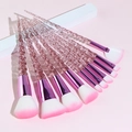 10-piece unicorn makeup brush set with rose gold spiral handles and pink gradient bristles - 10 Piece Set / Crystal Rose Red