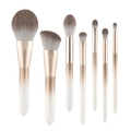 Set di 7 pennelli da trucco professionali con manici sfumati oro champagne e setole morbide - 7 Pennelli da Trucco Sfumato Bianco