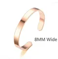8mm rose gold stainless steel C-shaped cuff bracelet with a polished finish - 8mm Wide / Rose Gold