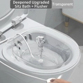 Transparent sitz bath for toilet with manual flusher for maternity and postpartum care - [PET] Transparent Color + Hook + Flusher