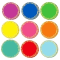Vista detallada de recortes de papel de colores con elegantes bordes dorados brillantes - Estilo Redondo / 108 Hojas + 120 Puntos de Pegamento