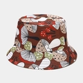 Brown bucket hat with colorful cartoon mushroom print for outdoor leisure and sun protection - M (56-58cm) / Color 13