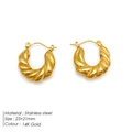 Pair of 14K gold plated stainless steel twisted hoop earrings measuring 23x21mm - Croissant Twisted Style (TE19133) / 14K Gold