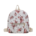 White backpack with red butterfly prints and gold zipper details in variant view - Red
