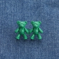 Green cartoon bear waist cincher buttons on denim fabric for jeans adjustment - Large Model B / Fruit Green