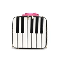 Borsa a tracolla tastiera di pianoforte con fiocco rosa e catena dorata da donna - Nero