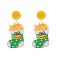 Christmas tree and Santa socks glitter acrylic drop earrings with festive star charms - No.1 - Christmas Sock Star