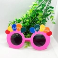 Pink birthday party glasses featuring colorful balloon decor and Happy Birthday text - Magenta Balloon Birthday Glasses