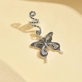 Anneau pour dreadlocks argenté avec pendentif papillon délicat et design en spirale - Style 4 Papillon