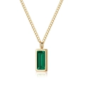 Minimalist gold necklace featuring a rectangular emerald zircon pendant with step-cut - Emerald Green Zirconia Necklace (SN21062902GN)