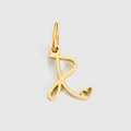 Pendentif lettre R doré avec détail cœur en acier titane poli effet miroir brillant - Lettre R