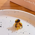 Mini amber tortoise shell hair claw clip with France handmade engraving - Dark Leopard Print
