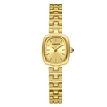 Montre dorée carrée de style vintage pour femme avec bracelet à maillons et couronne bleue - Boîtier Or Cadran Or