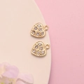 Golden heart-shaped rhinestone pendants for DIY jewelry making on soft pink background - 2# Gold Full Rhinestone Heart