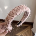 Serre-tête en tweed rose avec paillettes et franges pour un look élégant - Rose
