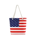 Large canvas tote bag with American flag design and thick rope handles for women - USA Flag Style