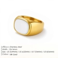 Bague chevalière minimaliste en acier inoxydable plaqué or 18 carats avec insert blanc - Circonférence 49MM-US5 / Or (YD25012)