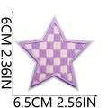 Detail view of purple and pink checkered star embroidery patch with precise measurements - Style 8 (Purple Pink Checkerboard Star)