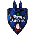 Christmas dog bandana with blue plaid pattern and Santa Claus design for small large pets - Blue Style A (Christmas Theme)