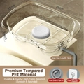 Lavatesta in PET trasparente dorato 48x35x14cm con tubo di scarico da 74cm incluso - Lavabo in PET Trasparente + Gancio + Poggiatesta