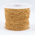 Golden stainless steel flattened O-chain roll for handmade DIY necklace jewelry making - Gold