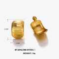 Gouden holle hart C-vormige roestvrijstalen oorbellen van 2,8 cm hoog en 1,7 cm breed, 14g - Gestreepte C-Vorm Stijl (款式1)