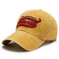 Berretto da baseball in cotone lavato giallo zenzero con ricamo Hawaii rosso - Regolabile / Giallo