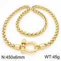 Gouden roestvrijstalen tarweketting met industriële U-sluiting, maat 450x6mm - Ketting / 450x6mm / Goud (KN28454-K)
