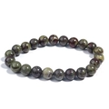 Natural dragon blood stone beaded bracelet with polished dark green and red jasper textures - Dragon Blood Stone / 6mm