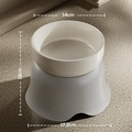 Ergonomic raised ceramic pet bowl with a grey base and detailed dimensions shown - Ceramic Grey
