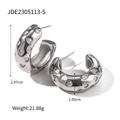 Silver hollow heart chunky hoop earrings in polished finish, height 2.97cm and weight 21.88g - Hollow Heart Style Silver (JDE2305113-S)