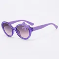 Kids purple bow sunglasses with gold glitter frame and gradient lenses for girls - Glitter Purple Frame