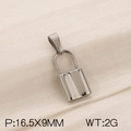 Ciondolo a lucchetto in acciaio inossidabile argento lucido, 16,5x9mm, peso 2g - Mini Ciondolo a Lucchetto (KP120425-Z) / Argento