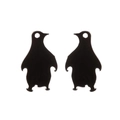 Minimalist black penguin stud earrings for women featuring sleek animal silhouette - Matte Black