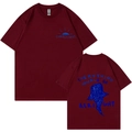 T-shirt en coton bordeaux avec logo à l'avant et motif baleine imprimé au dos - S / Hauts / Bordeaux