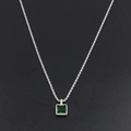 Collana a catena attorcigliata d'argento con ciondolo in zircone verde quadrato - Acciaio Verde Smeraldo