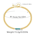 Detailansicht der goldenen Blattkette mit Türkisperlen inklusive Größenangaben - KN0162/Olivenblatt-Design Türkis-Halskette