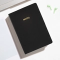 Mini taccuino A6 portatile in pelle nera con scritta NOTES dorata per studenti - Nero